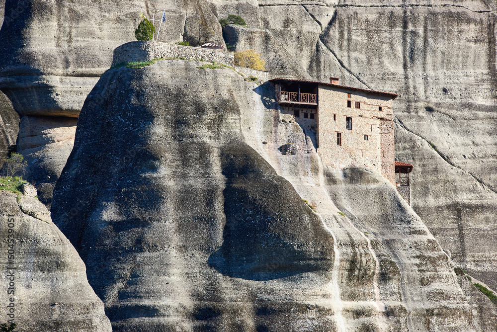 meteora monastery on a sunny day in the mountains of greece