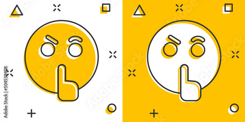 Quiet icon in comic style. Silence cartoon vector illustration on isolated background. Hush splash effect sign business concept.