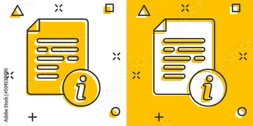 Instruction document icon in comic style. Manual cartoon vector illustration on isolated background. Paper sheet splash effect sign business concept.