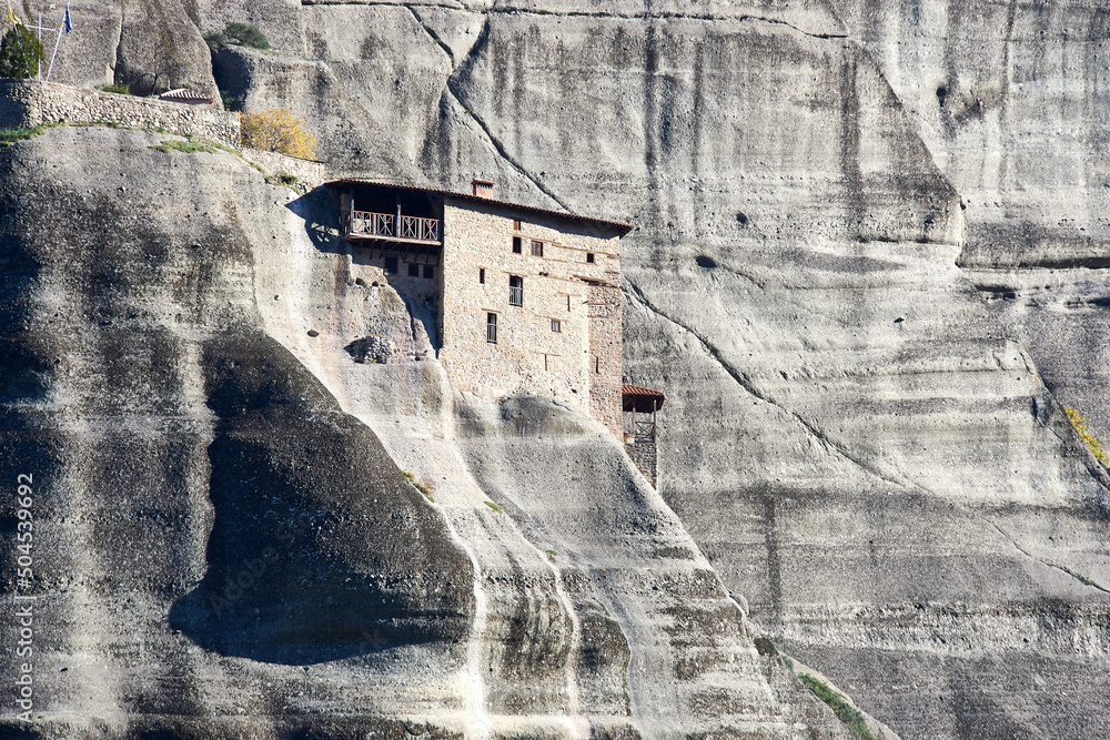 meteora monastery on a sunny day in the mountains of greece
