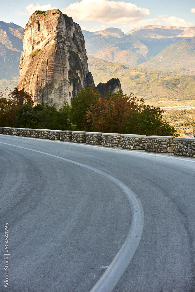 meteora monastery on a sunny day in the mountains of greece