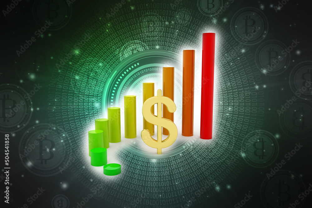 Dollar Financial Success Bar Chart Graph Growing Up 3d Render Illustration Dollar Financial Success Bar Chart Graph Growing Up 3d Render Illustration