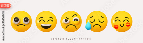 Stampa su tela Set Icon Smile Emoji
