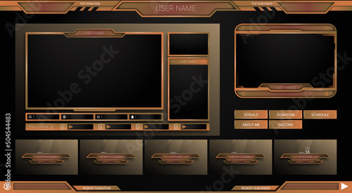 twitch Stream Facecam OBS Template Brown overlay design Pack . modern template illustration vector	
