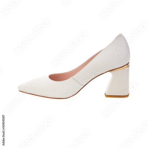 Stylish elegant trendy designer fashionable summer spring 2022 eco leather women's heeled shoes isolated
