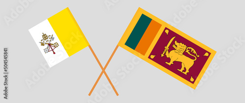 Crossed flags of Vatican and Sri Lanka. Official colors. Correct proportion