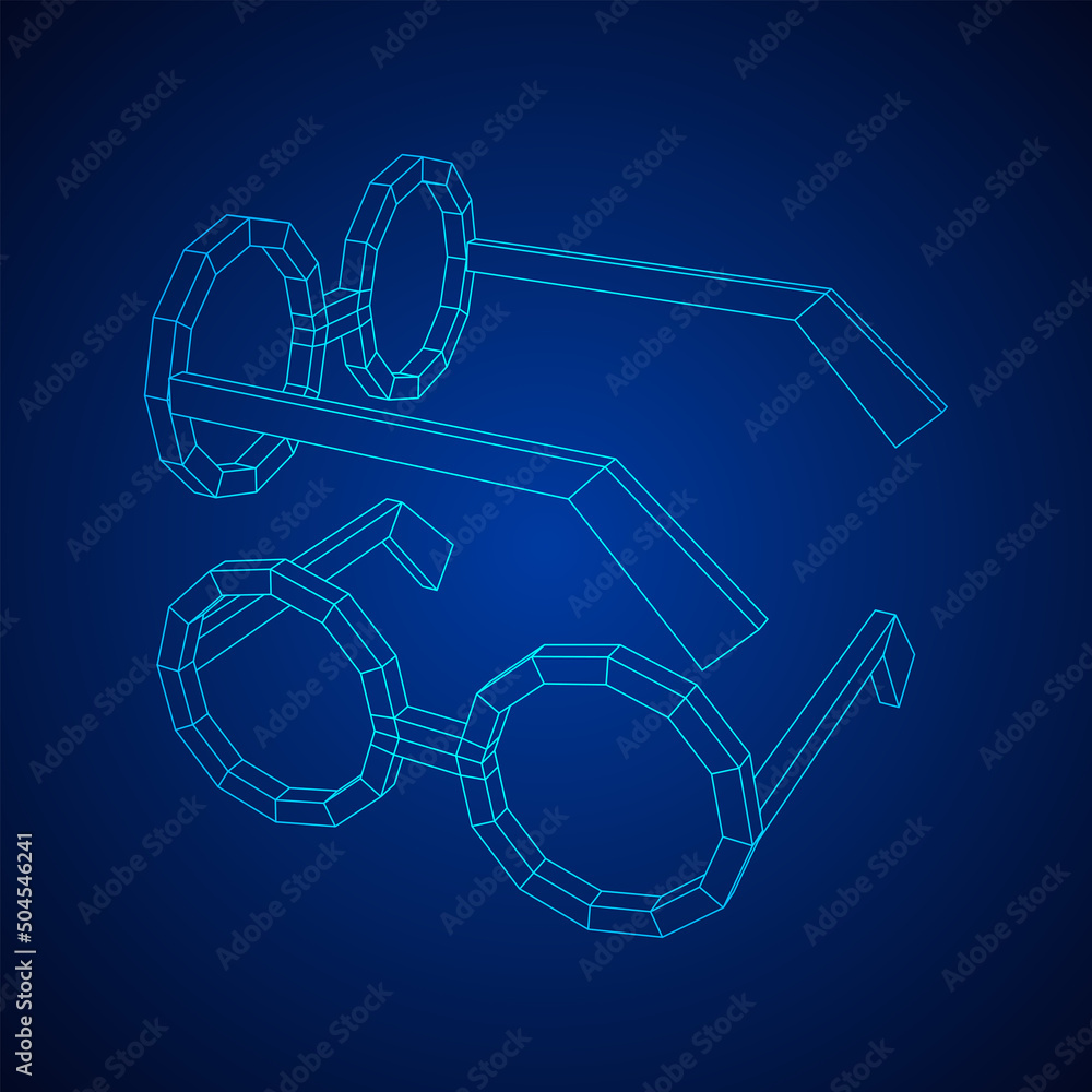 Nerd Round Retro Glasses Wireframe Vector Illustration. Nerd Round Retro Glasses Wireframe Vector Illustration.