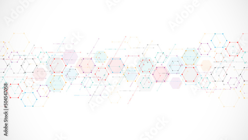 Canvastavla Abstract background with geometric shapes and hexagon pattern