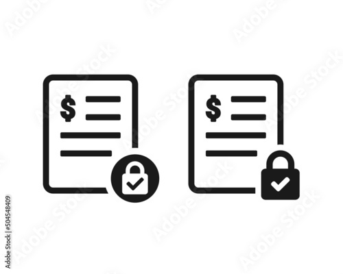 Fixed cost. Money payment with padlock icon. Vector illustration
