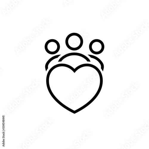 User with heart icon. Love community. Vector illustration