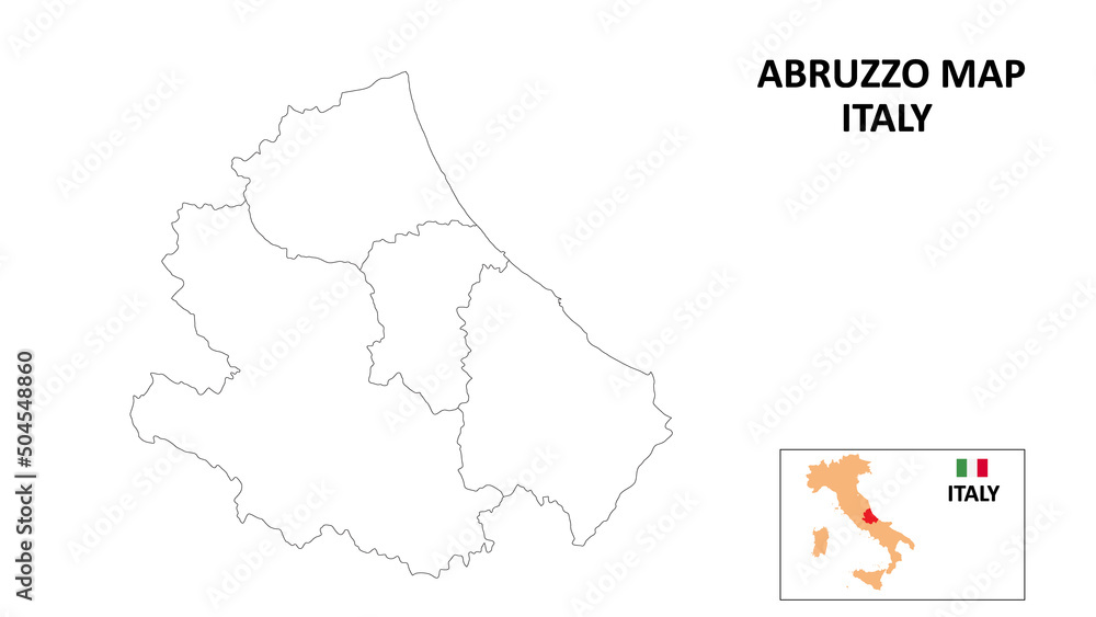 Fototapeta Abruzzo Map. State and district map of Abruzzo. Political map of Abruzzo with outline and black and white design.