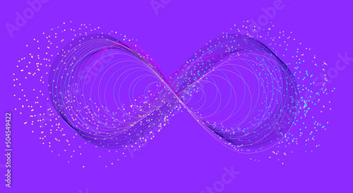 Infinity Techno Shape With Particles on Purple photo