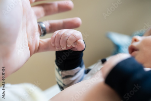 Newborn baby first moments of life photo