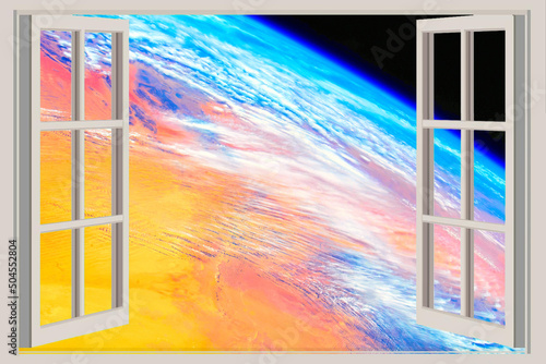 Looking the beauty of planet Earth. Digital enhancement. Elements by NASA