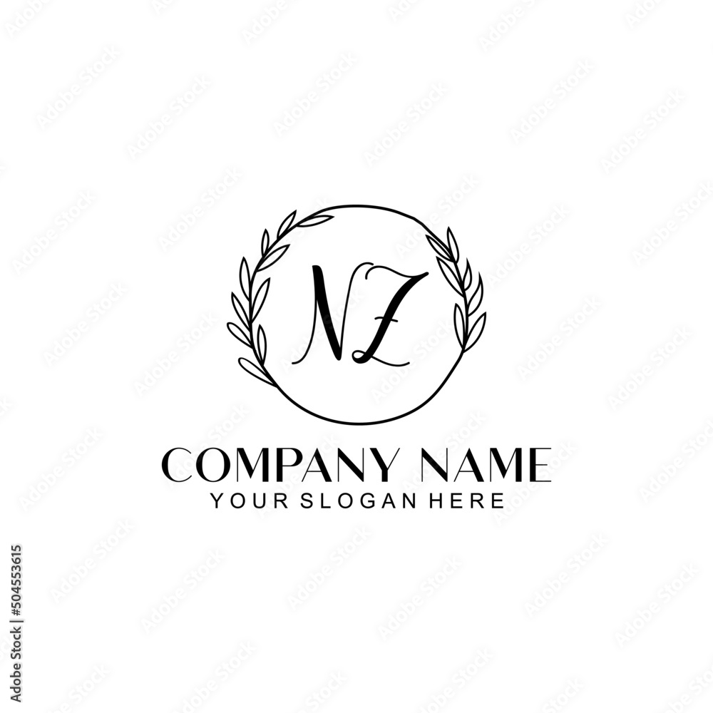 NZ Beauty vector initial logo NZ Beauty vector initial logo