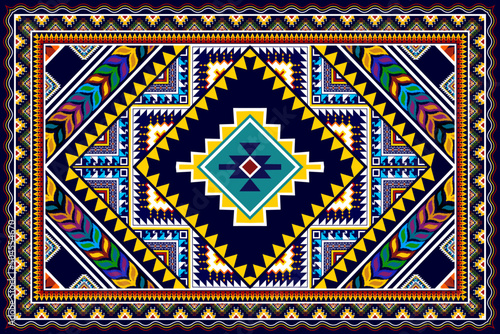 Ikat geometric abstract ethnic pattern design. Tribal boho native ethnic turkey traditional embroidery vector background. Aztec fabric carpet mandala ornaments textile decorations wallpaper 