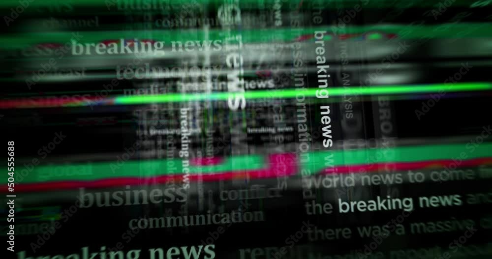 Headline news titles across international media with Breaking news and information. Abstract concept displays loop. Dynamic flight between screens with glitch effect seamless and looped 3d. Headline news titles across international media with Breaking news and information. Abstract concept displays loop. Dynamic flight between screens with glitch effect seamless and looped 3d.