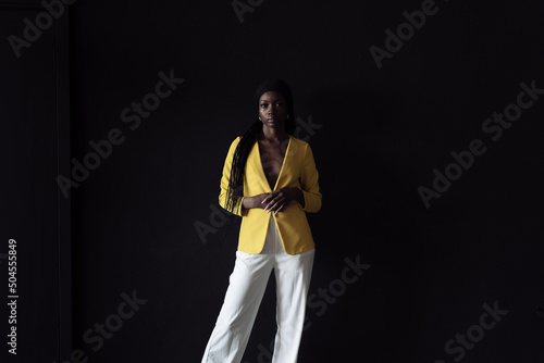 portrait of a girl in a yellow jacket