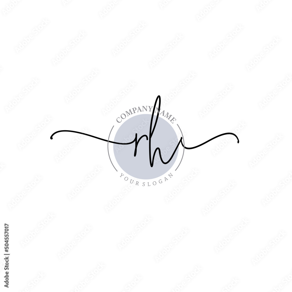 RH signature logo template vector