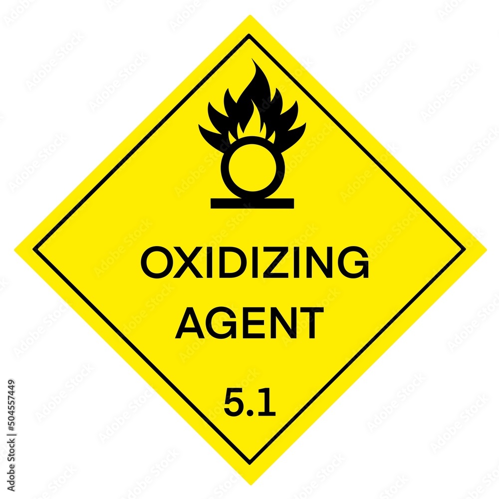 Oxidizing agent symbol is used to warn of hazard Oxidizing agent symbol is used to warn of hazard