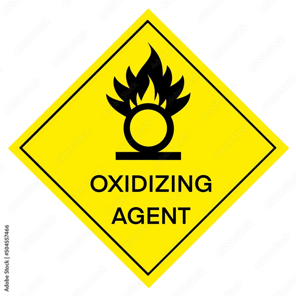 Oxidizing agent symbol is used to warn of hazard Oxidizing agent symbol is used to warn of hazard
