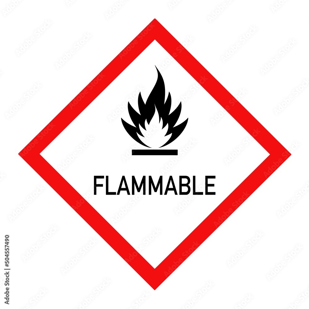 The flammable symbol is used to warn of hazards - obrazy, fototapety, plakaty 