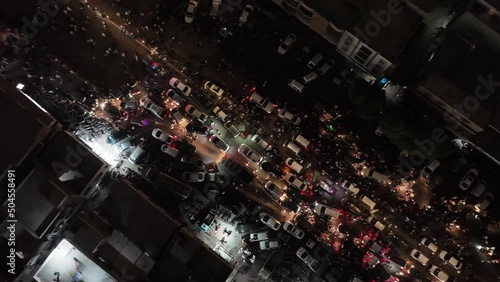 Aerial top shot of huge traffic due to PTI show near Minar E Pakistan. photo
