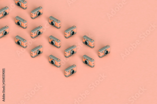 abstract cameras in rows with copy space.