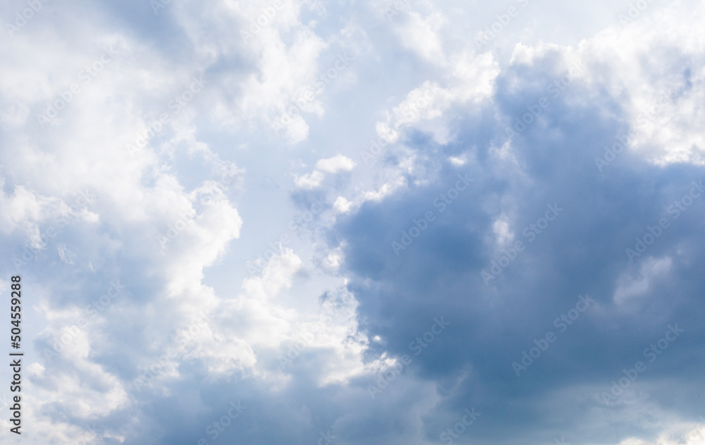 Atmospheric sky with clouds. Panoramic sky landscape with clouds.