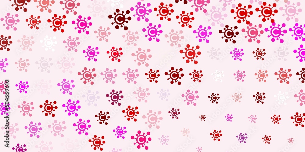 Light Purple, Pink vector backdrop with virus symbols. Light Purple, Pink vector backdrop with virus symbols.