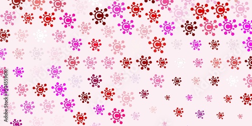 Light Purple, Pink vector backdrop with virus symbols.