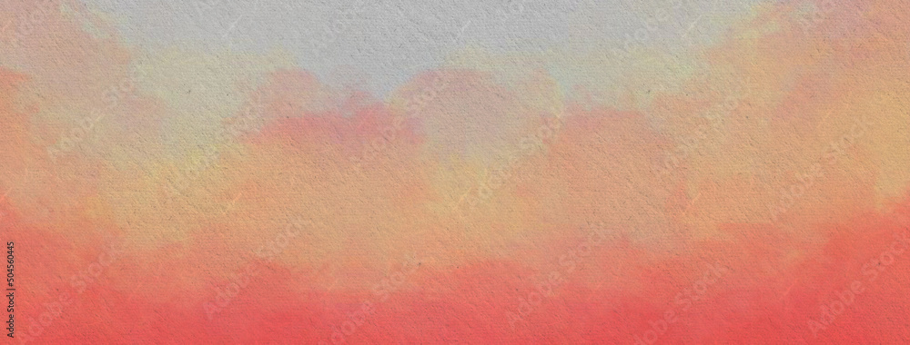 Abstract stains on watercolor paper texture. Orange ombre effect. 