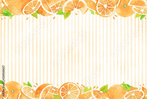 綺麗な手描きのオレンジとストライプの背景イラスト