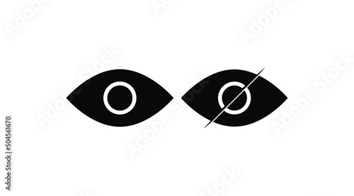 Eye icons set vector. Password visibility and invisibility buttons. Show and hide eye icons