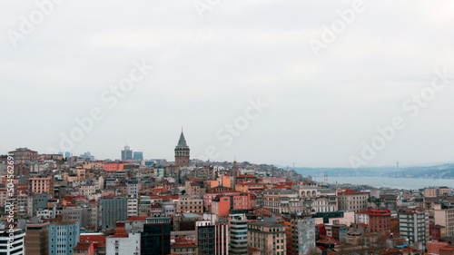 Asian part of Istanbul - Galata towering above the cityscape line photo