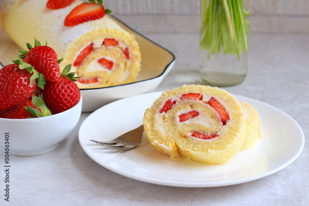 cream and strawberry roll cream and strawberry roll