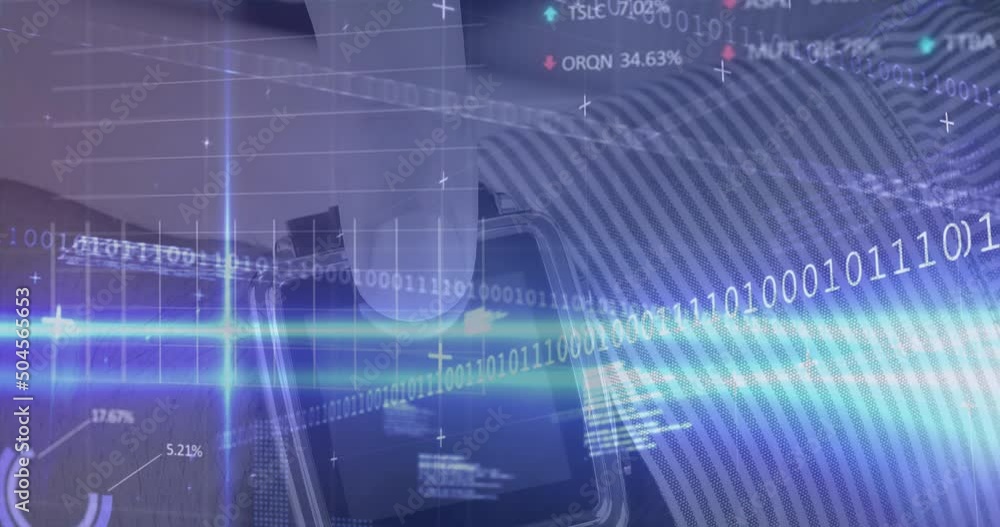 Animation of data processing over hand using smartwatch Animation of data processing over hand using smartwatch