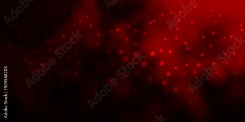 Dark Red vector background with colorful stars.