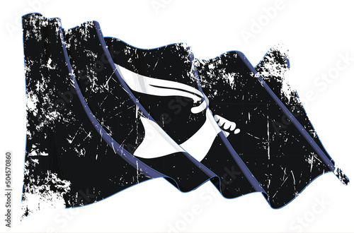 Textured Grunge Waving Jolly Roger of Thomas Tew