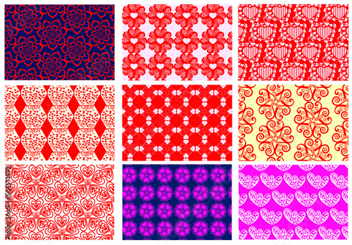 Hearts pattern design bundle. Love concept. Design of textures and backgrounds