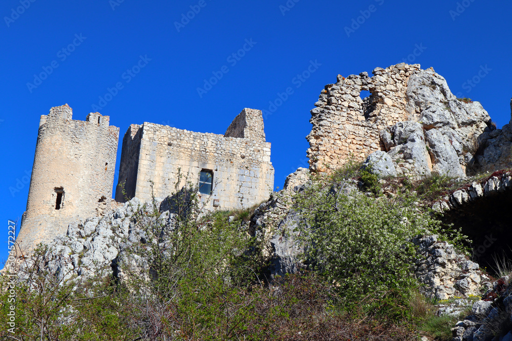 Rocca Calascio, mountaintop medieval fortress at 1512 meters above sea level. The Castle of Rocca Calascio is located within the Gran Sasso National Park, Abruzzo – Italy