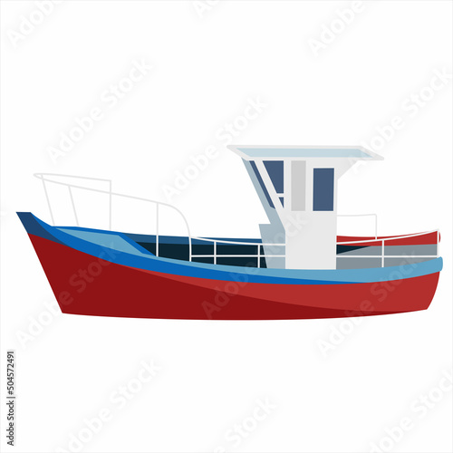 bateau de pêche, illustration, dessin animé, vecteur isolé