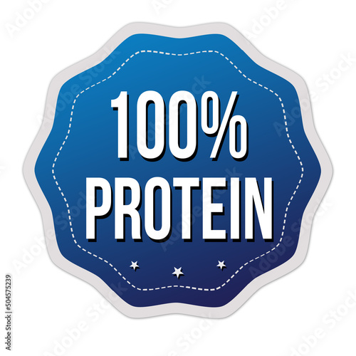 100% protein label or sticker