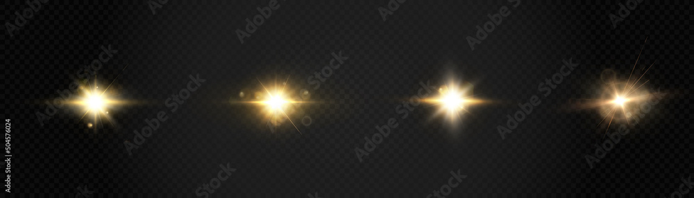 Set of light effects golden glowing light isolated on transparent background. Solar flare with rays and glare. Glow effect. Starburst with shimmering sparkles.
Set of light effects golden glowing light isolated on transparent background. Solar flare with rays and glare. Glow effect. Starburst with shimmering sparkles.