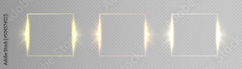 Glowing thin square frame on a transparent background. Perfect design for header, logo and promotional banner. Vector	
