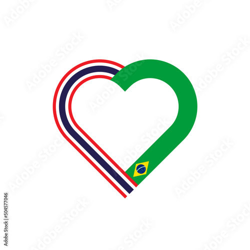 unity concept. heart ribbon icon of thailand and brazil flags. vector illustration isolated on white background