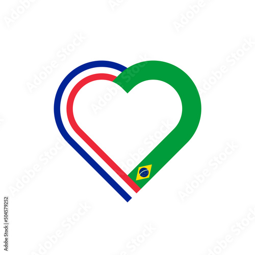 unity concept. heart ribbon icon of france and brazil flags. vector illustration isolated on white background