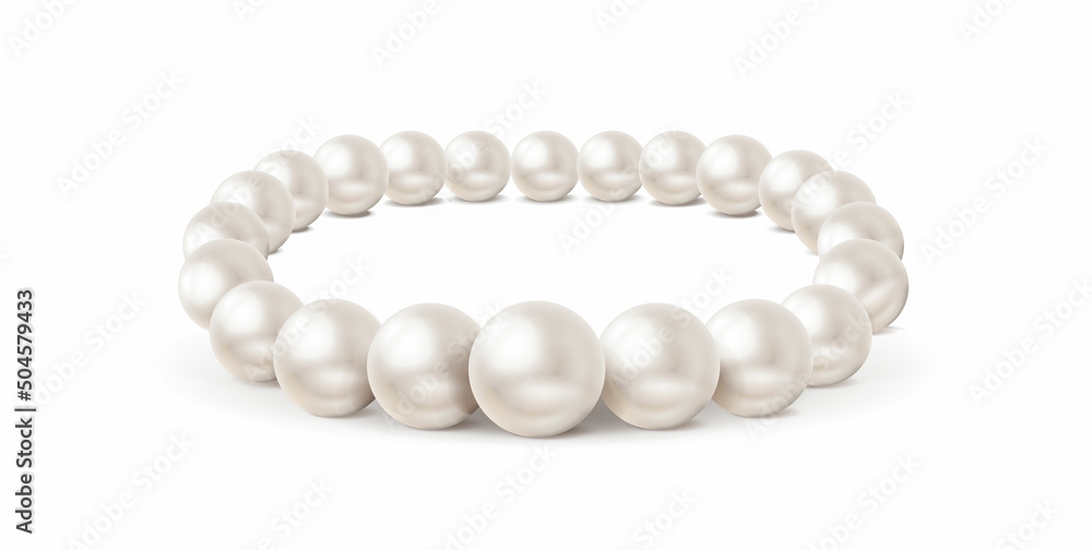 3d realistic vector icon. White pearls necklace. 3d realistic vector icon. White pearls necklace.