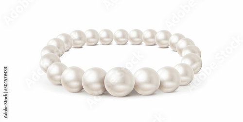 3d realistic vector icon. White pearls necklace.
