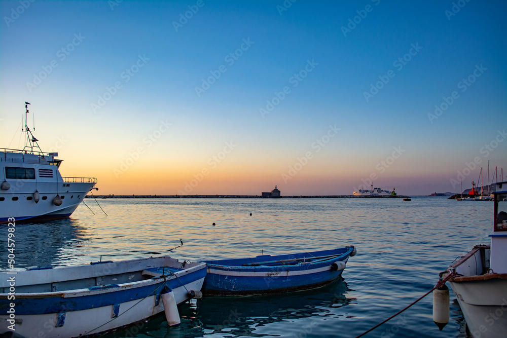 Sea view in Procida Island at Sunset 